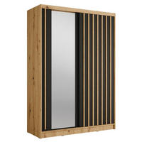 SCHIEBETÜRENSCHRANK ALUNA 10 - 155/215/62 cm 2-Türig Artisan Oak/Grau Graphite - Eiche Artisan/Grau, Holz/Holzwerkstoff (155/215/62cm)
