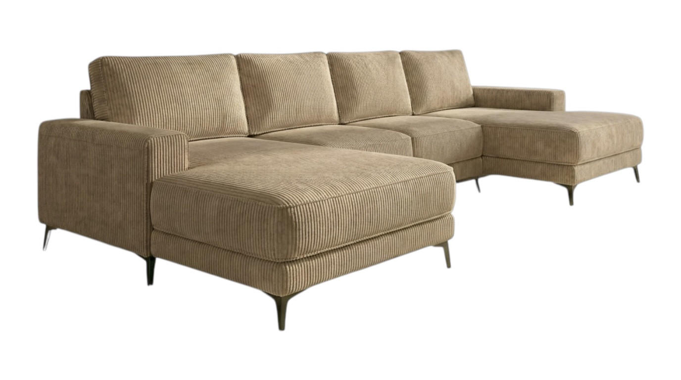 ECKSOFA VALTOR 320 cm x 185 cm – Stoff: ZOOM 03 Farbe: Beige - Beige, Textil (320/185cm) - A&J MöbelLand