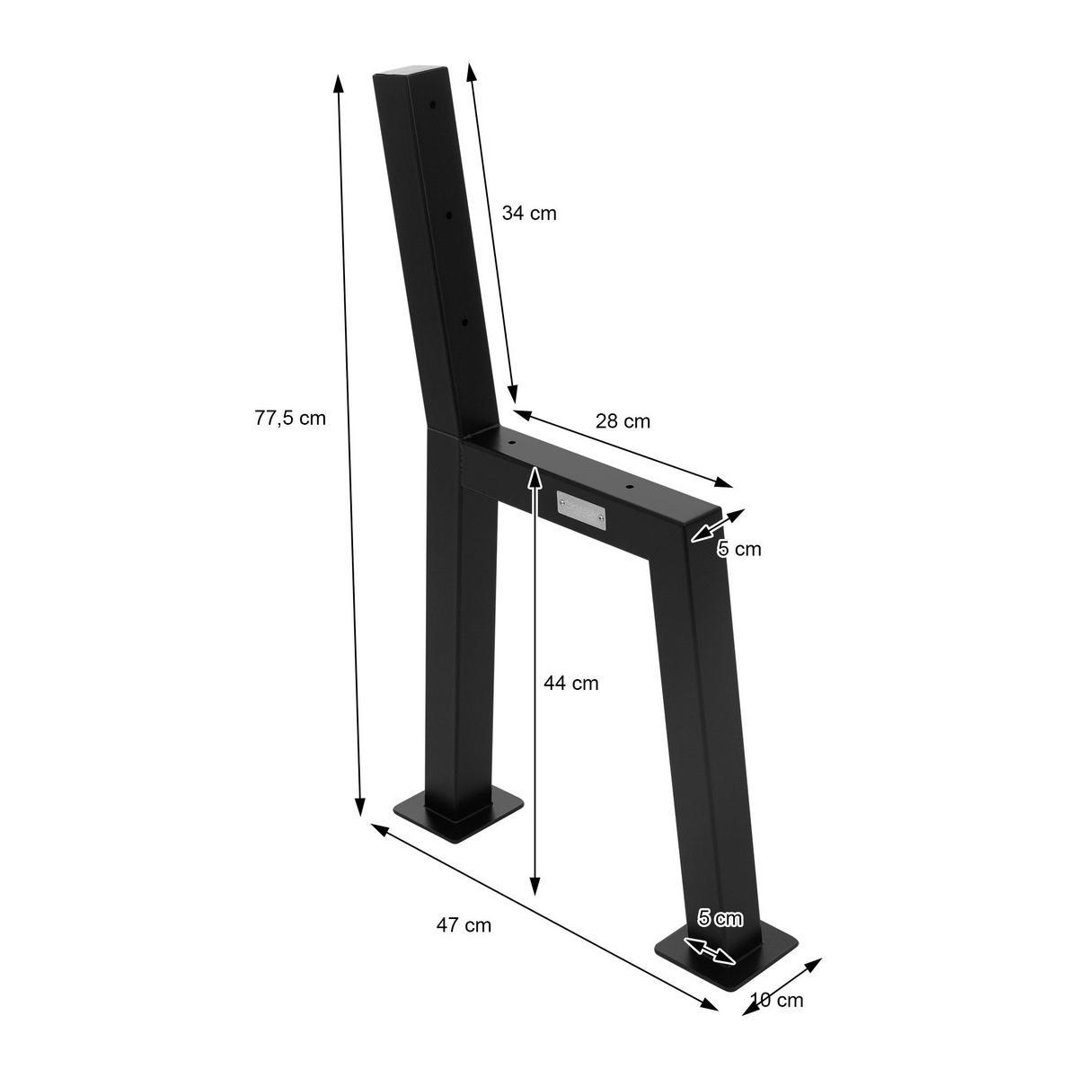 BANKBEINE - Schwarz, Metall (10/77.5/47cm) - ML-DESIGN
