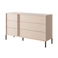 SIDEBOARD Piemontesia 6S Beige 137,3/81,4/39,5 cm – mit Push-to-Open-Funktion - Beige/Schwarz, Holzwerkstoff/Metall (137.3/81.4/39.5cm) - AX Living