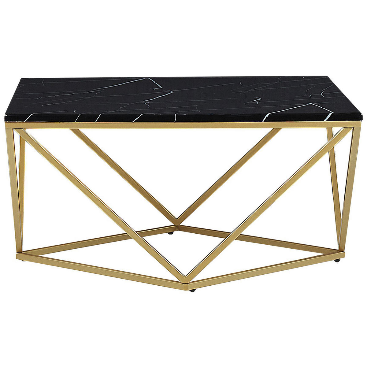 COUCHTISCH Marmor Optik schwarz/gold quadratisch 80/80 cm Malibu - Goldfarben/Schwarz, Holzwerkstoff (80/80/40cm) - Beliani