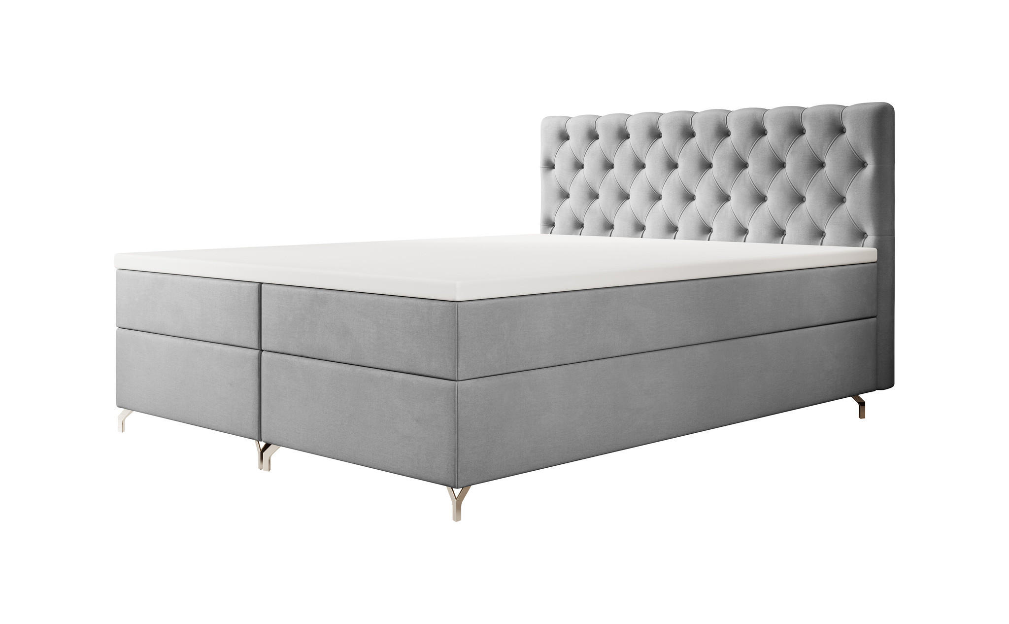 BOXBETT CHESTER 180x200, mit Matratze H3 und Topper, Monolith 84 - Hellgrau, Holz/Textil (180/200cm) - Bedante