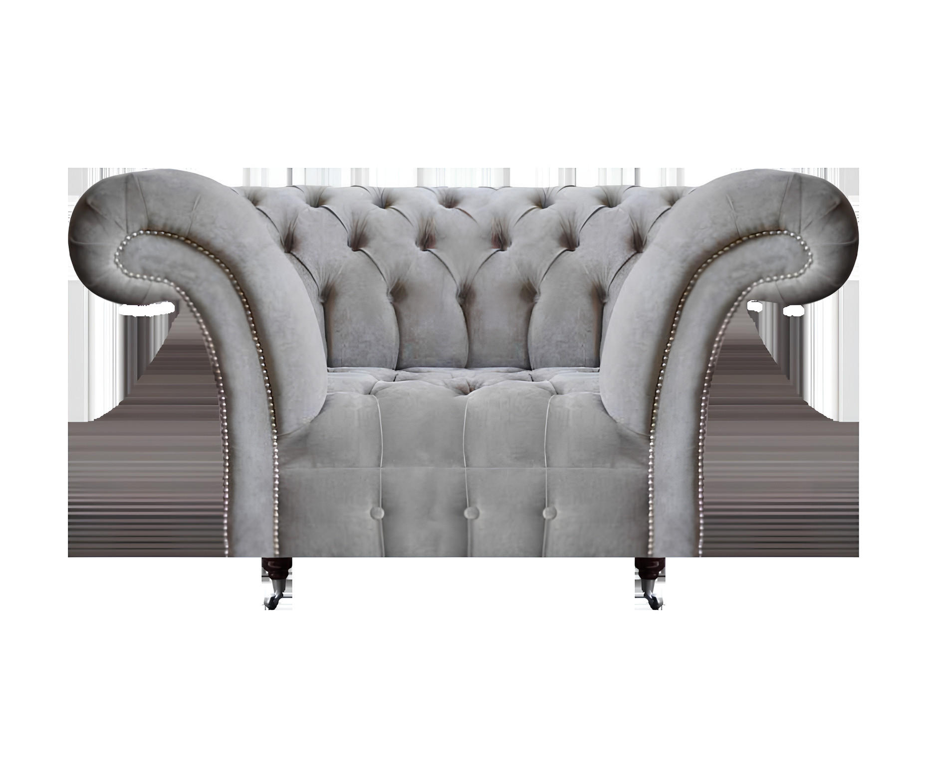 SESSEL Grau Polyester 130x90x80 cm Chesterfield - Grau, Textil (90/80/130cm) - JVmoebel