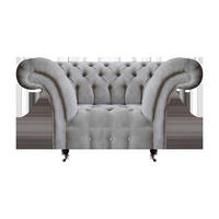 SESSEL Grau Polyester 130x90x80 cm Chesterfield - Grau, Textil (90/80/130cm) - JVmoebel