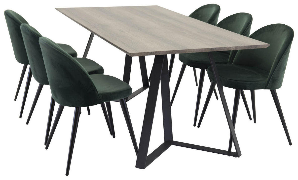 TISCHGRUPPE Dunkelgrün - Dunkelgrau, Holzwerkstoff (90/75/180cm) - ebuy24