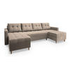 WOHNLANDSCHAFT MILO U Beige Plüsch-Stoff mit Schlaffunktion - Beige, Holz (285/91/140cm) - MASSENO