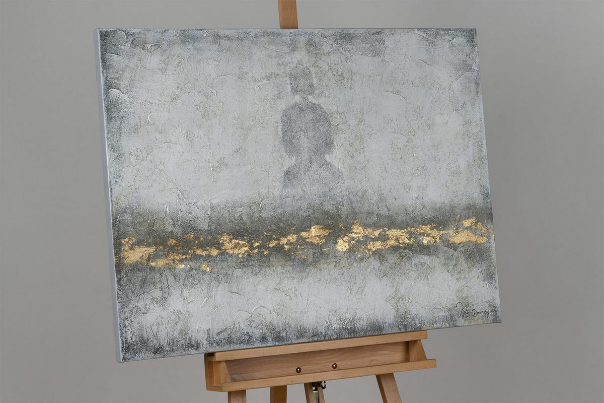 OLEJOMAĽBA 100/75 cm, Zvieratá - sivá/zlatá, drevo/textil (100/75cm) - KUNSTLOFT