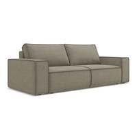 3-SITZER SOFA mit Schlaffunktion Strukturstoff Stoff Beige - Beige/Schwarz, Kunststoff/Textil (255/85/105cm) - Makamii