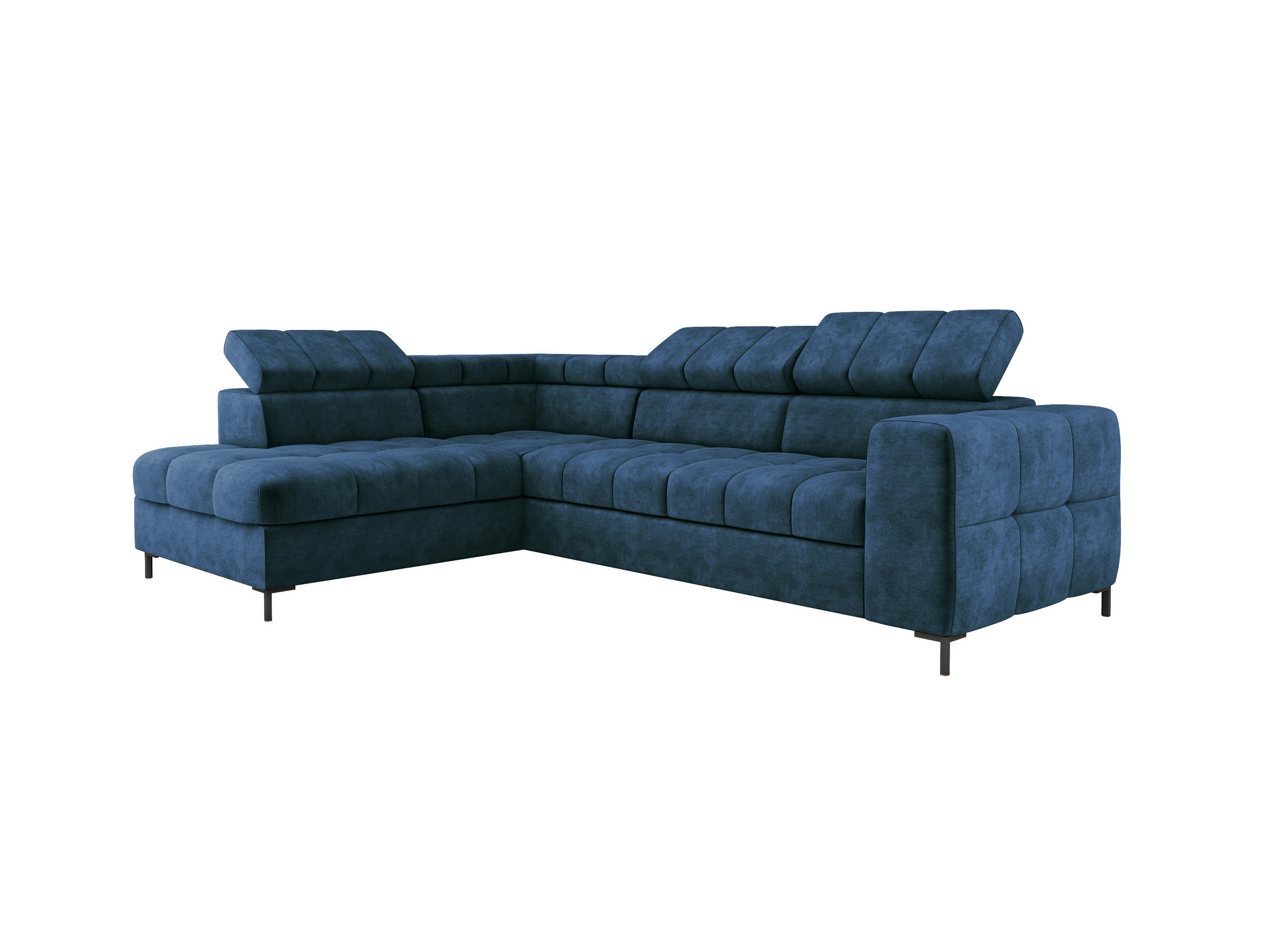 ECKSOFA PABLOS Cloud, L-förmig, Moderne, mit verstellbarem Kopfteil, Schlaf- & Lagermöglichkeiten, freistehend, LINKS 201x279x97 cm Blue - Blau, Holz/Textil (201/279cm) - DomoHome