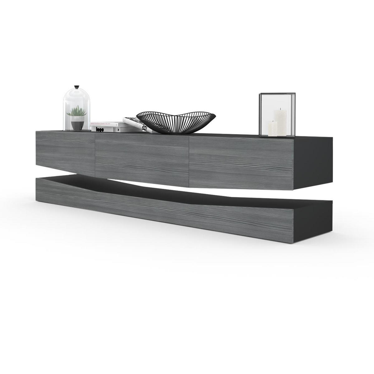 LOWBOARD City Fronten in Avola-Anthrazit - Anthrazit, Holzwerkstoff (178/48/39cm) - Vladon