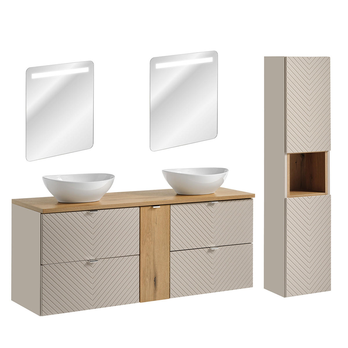 KOUPELNOVÝ NÁBYTEK 140.4cm Manoa 2er-Set Kašmír - béžová, kompozitní dřevo (140.4/59/40cm) - Petits-meubles