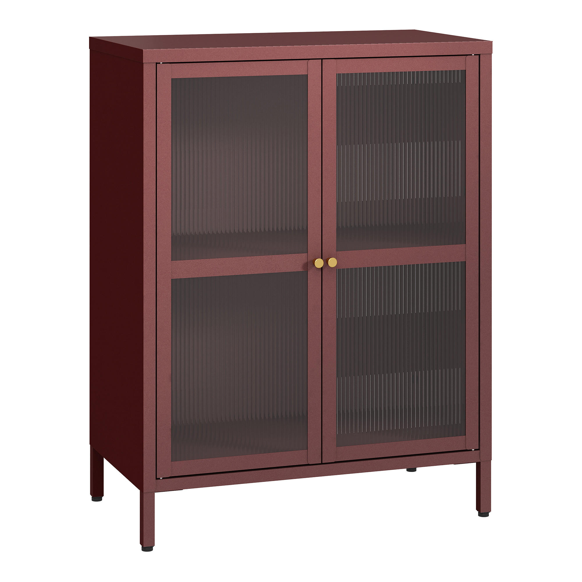 VITRINE Säkylä - Transparent/Bordeaux, Glas/Metall (64/84/35cm) - [en.casa]