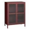 VITRINE Säkylä - Transparent/Bordeaux, Glas/Metall (64/84/35cm) - [en.casa]