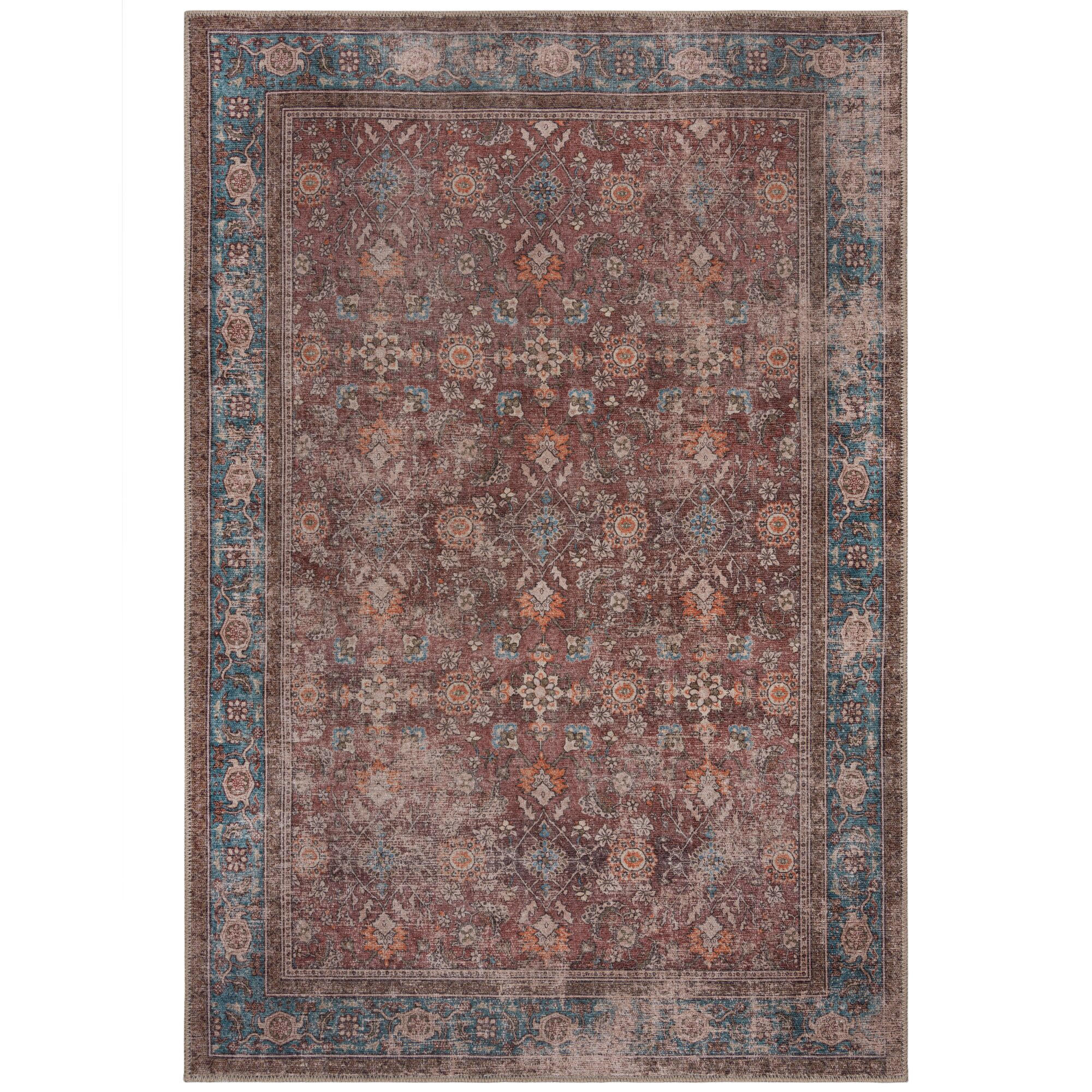 TEPPICH waschbar Vintage Floral Muster, Orientalisch, Wohnzimmer schmutzabweisend Rot Rechteckig 190x290 - Rot, Textil (190/290cm) - KADIMA DESIGN