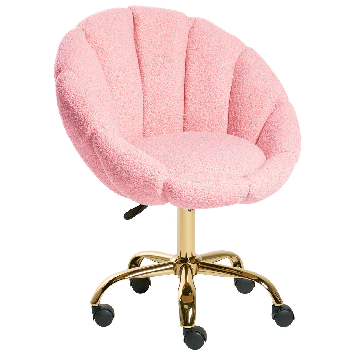 SCHREIBTISCHSTUHL Bouclé Rosa Annabelle - Pink, Textil (66/81/39cm) - Beliani