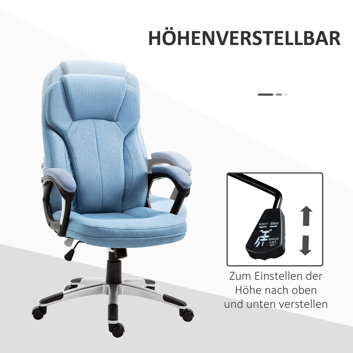 BÜROSTUHL, Ergonomisch, Hellblau - Hellblau, Kunststoff (75/58/66cm) - Vinsetto