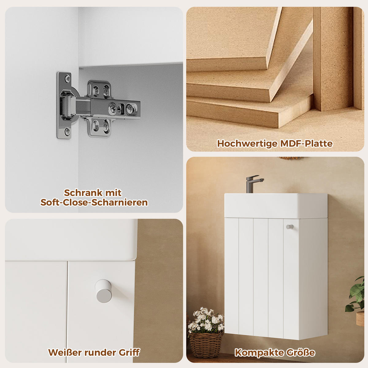 WASCHTISCHKOMBI 41/23/62.5 cm Weiß mit 1 Schranktür und Soft-Close-Mechanismus, ohne Wasserhahn - Weiß, Holz/Holzwerkstoff (23/62.5/41cm) - Oxeza
