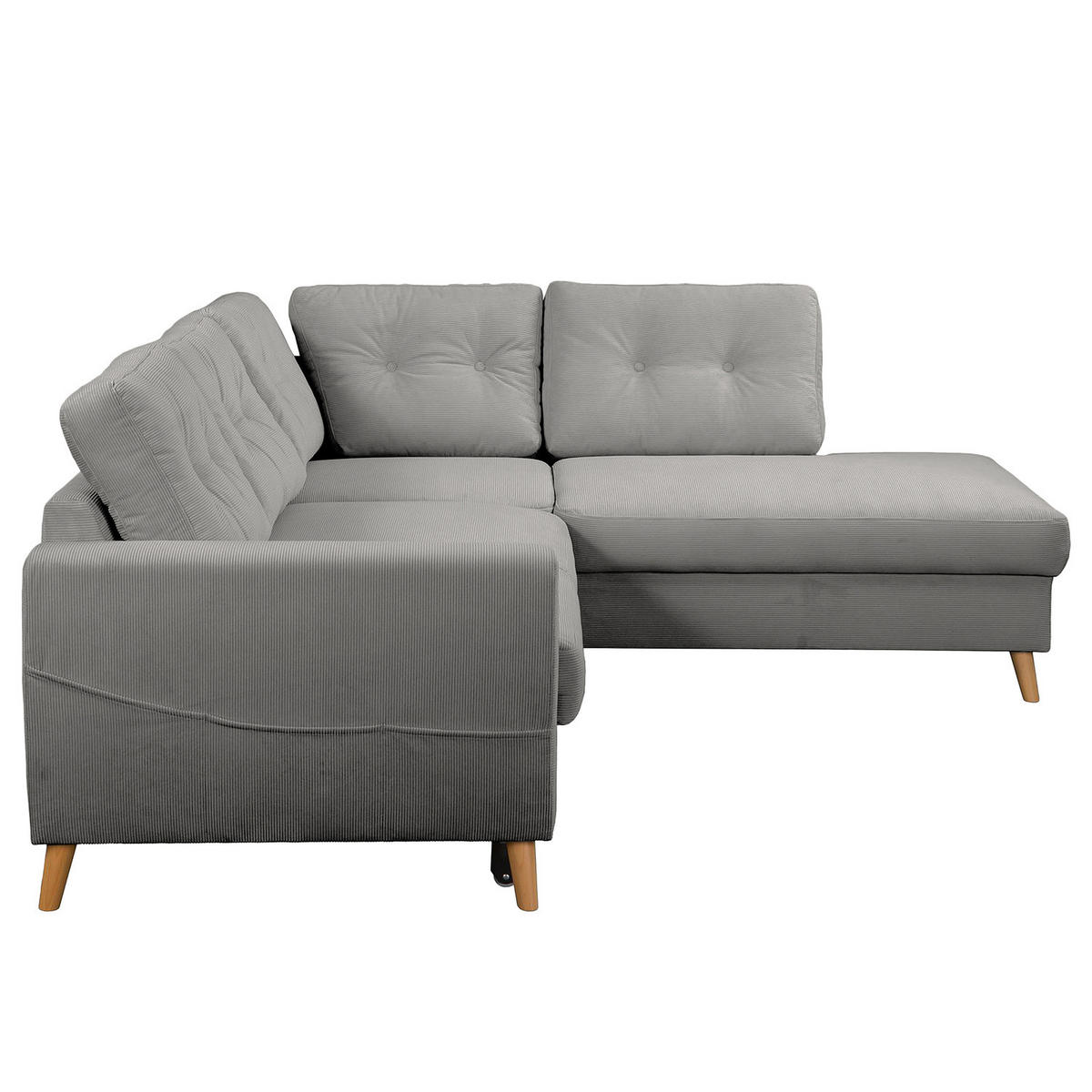 ECKSOFA mit Ottomane - Braun/Grau, Holz/Textil (230/200cm) - home24