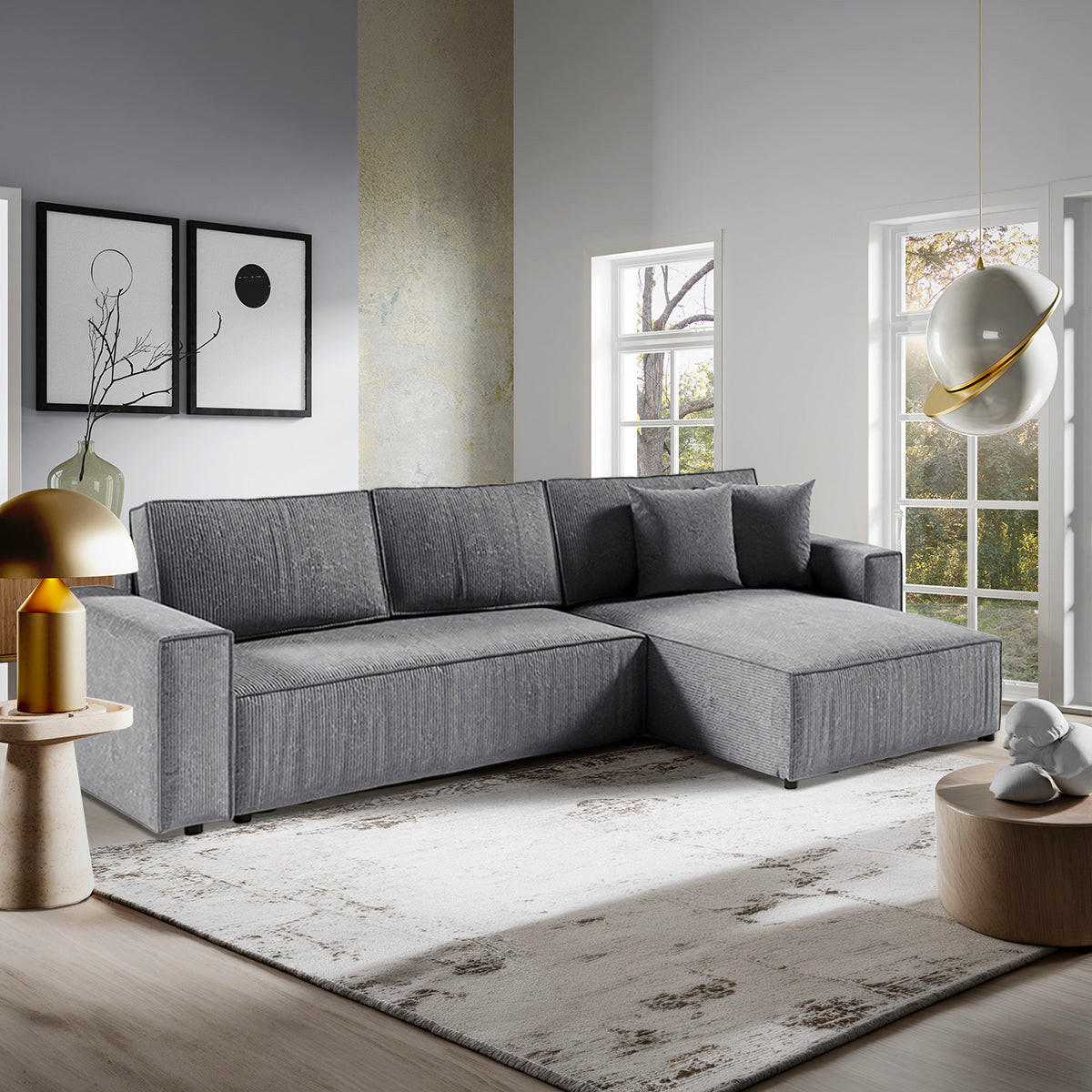ECKSOFA Isaac 4 Sitzplätze Grau - Grau, Holzwerkstoff (294/185cm) - Petits-meubles