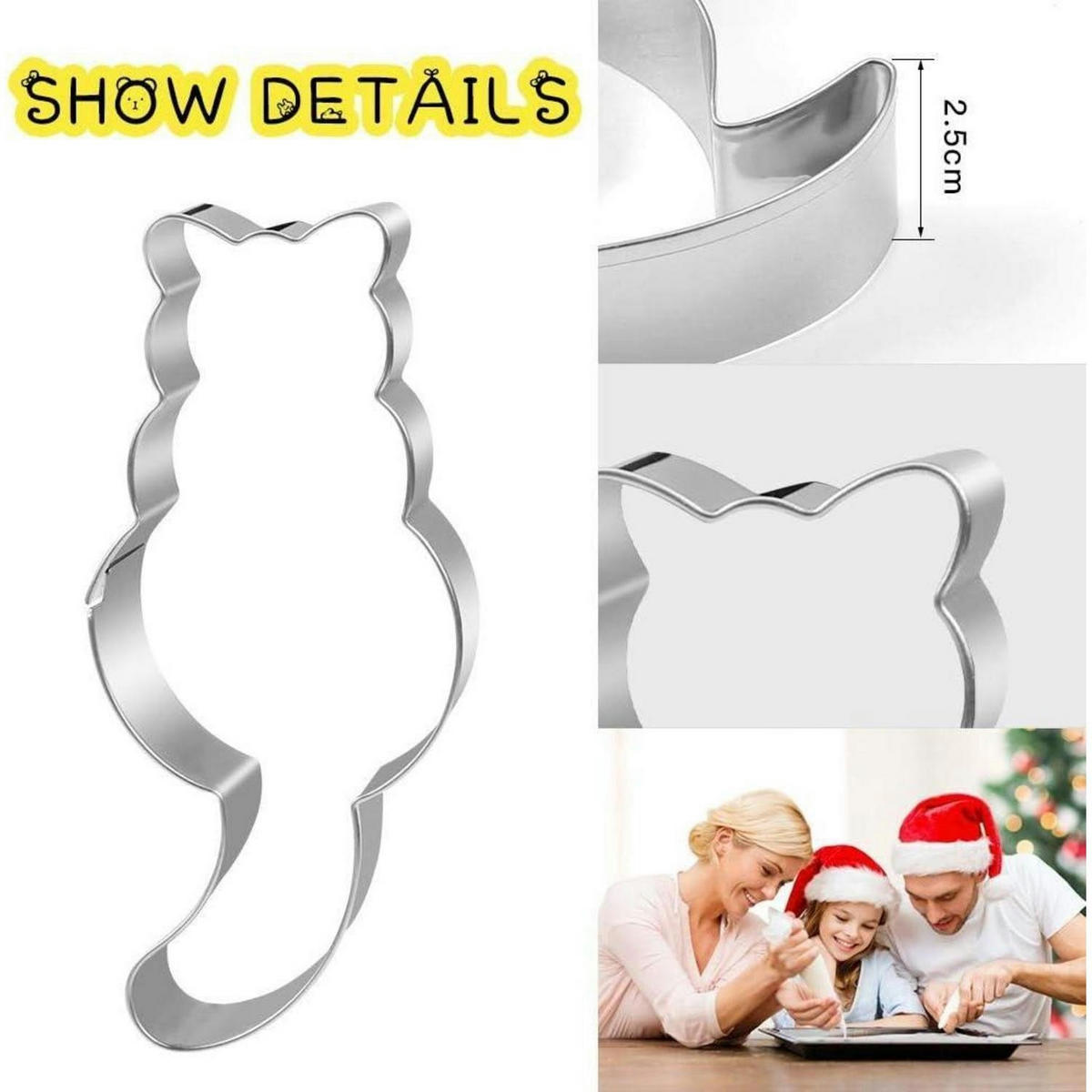 AUSSTECHFORM Katze 8-teiliges Set Edelstahl - Silberfarben, Metall (4/2.5/9.7cm)