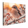 LEINWANDBILD Vogel - Zweig - Winter - Tiere - Schnee Wandbild 40x30 cm - Bernsteinfarben, Textil (40/30cm) - MuchoWow
