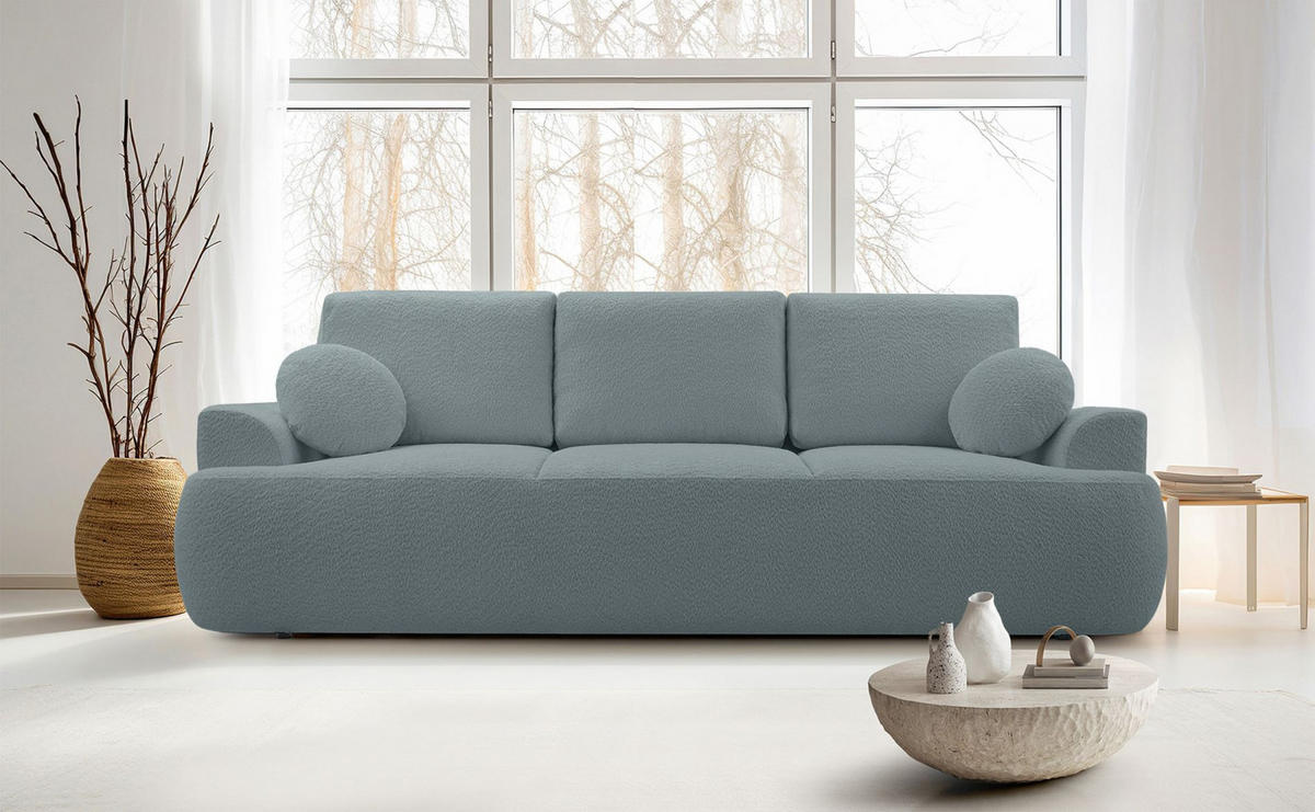 3-SITZER SOFA Barletto Grau Bouclé - Schwarz/Grau, Holz/Textil (248/94/110cm) - Selsey