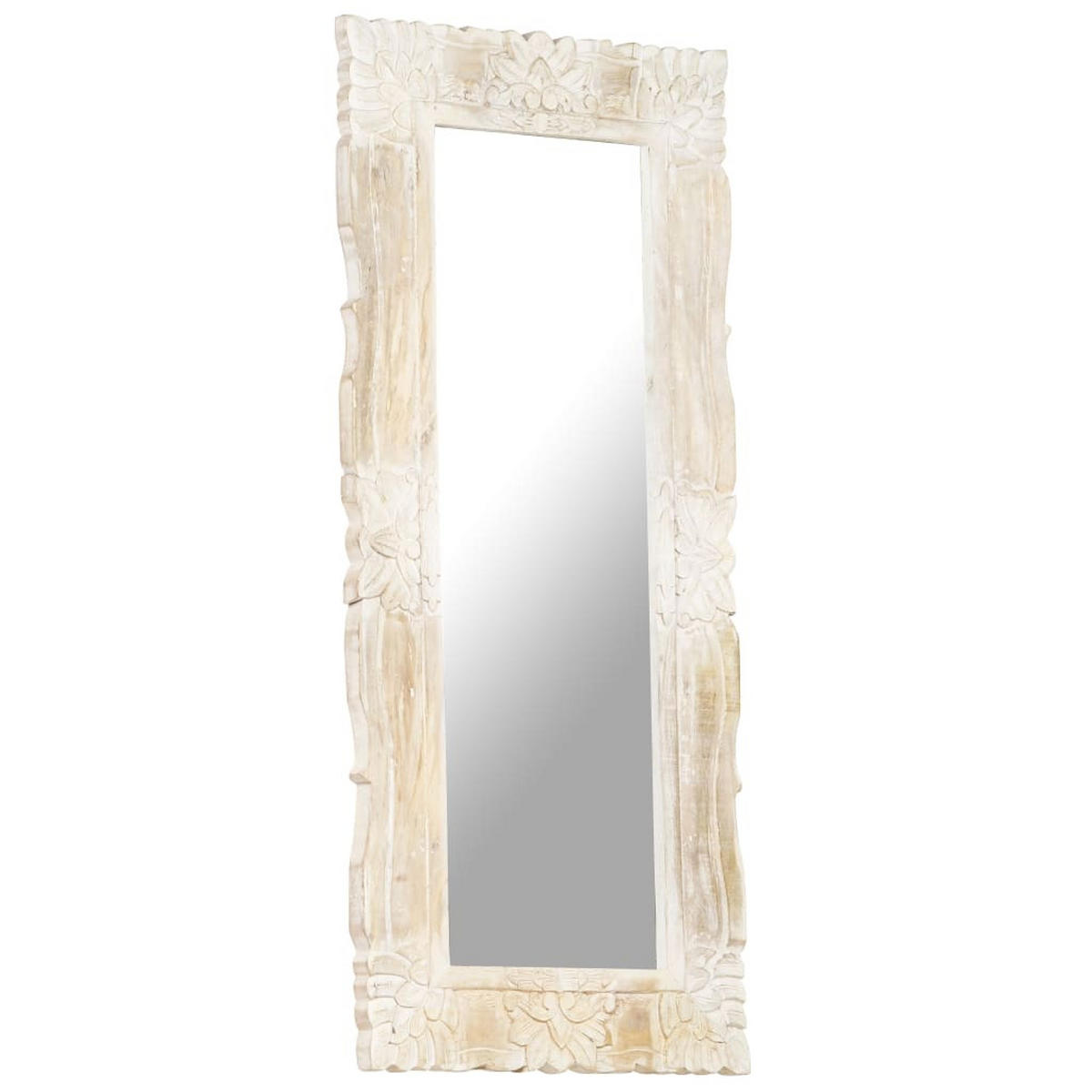 SPIEGEL Weiß 110x50 cm Mango Massivholz - Weiß, Holz (50/110/1cm) - furnicato