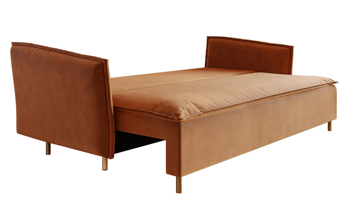 SCHLAFSOFA Ummo Kupferbraun Velours - Goldfarben/Kupferfarben, Textil/Metall (230/88/90cm) - Selsey