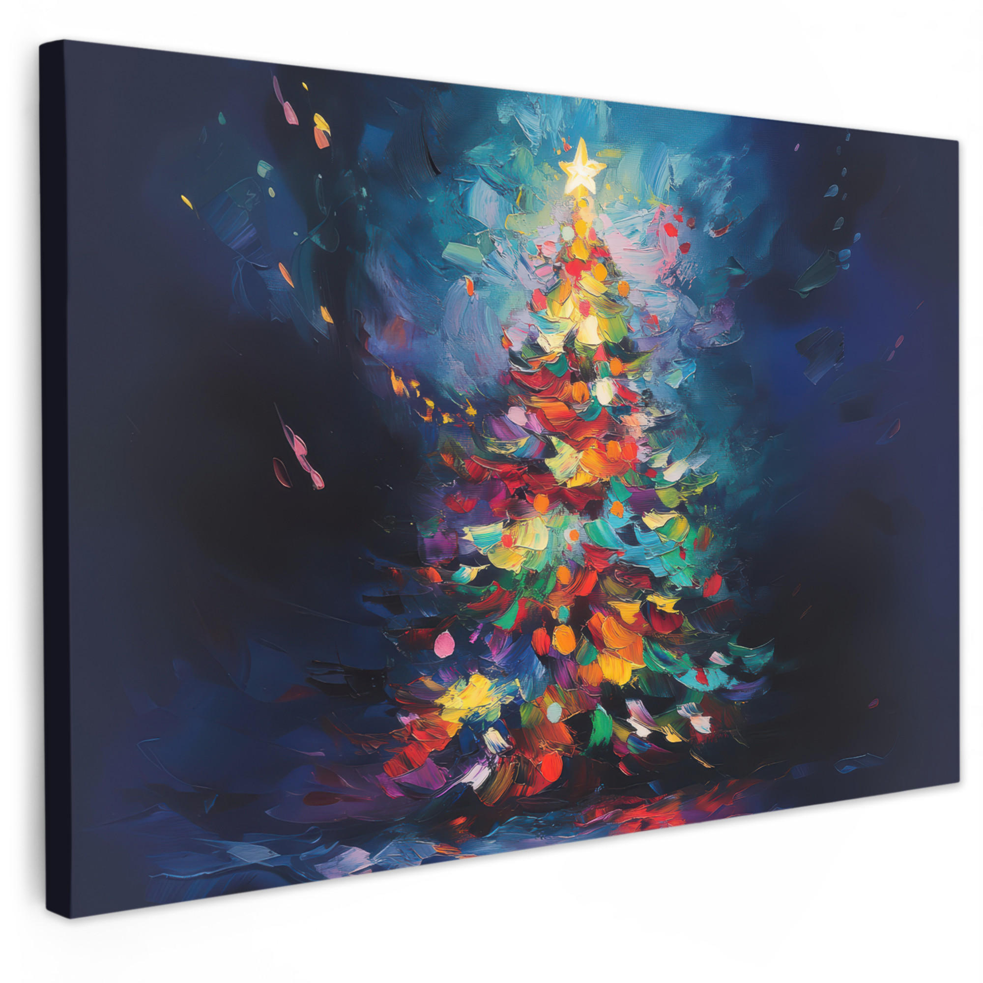 SLIKA NA PLATNU Božično drevesce 120x80 cm - večbarvno, tekstil (120/80cm) - MuchoWow