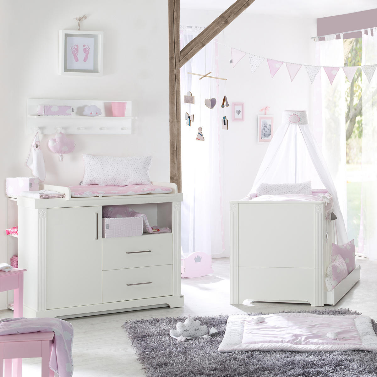 BABYZIMMER-SET Maxi 2-teilig - Weiß, Holzwerkstoff (78/83/143cm) - Roba