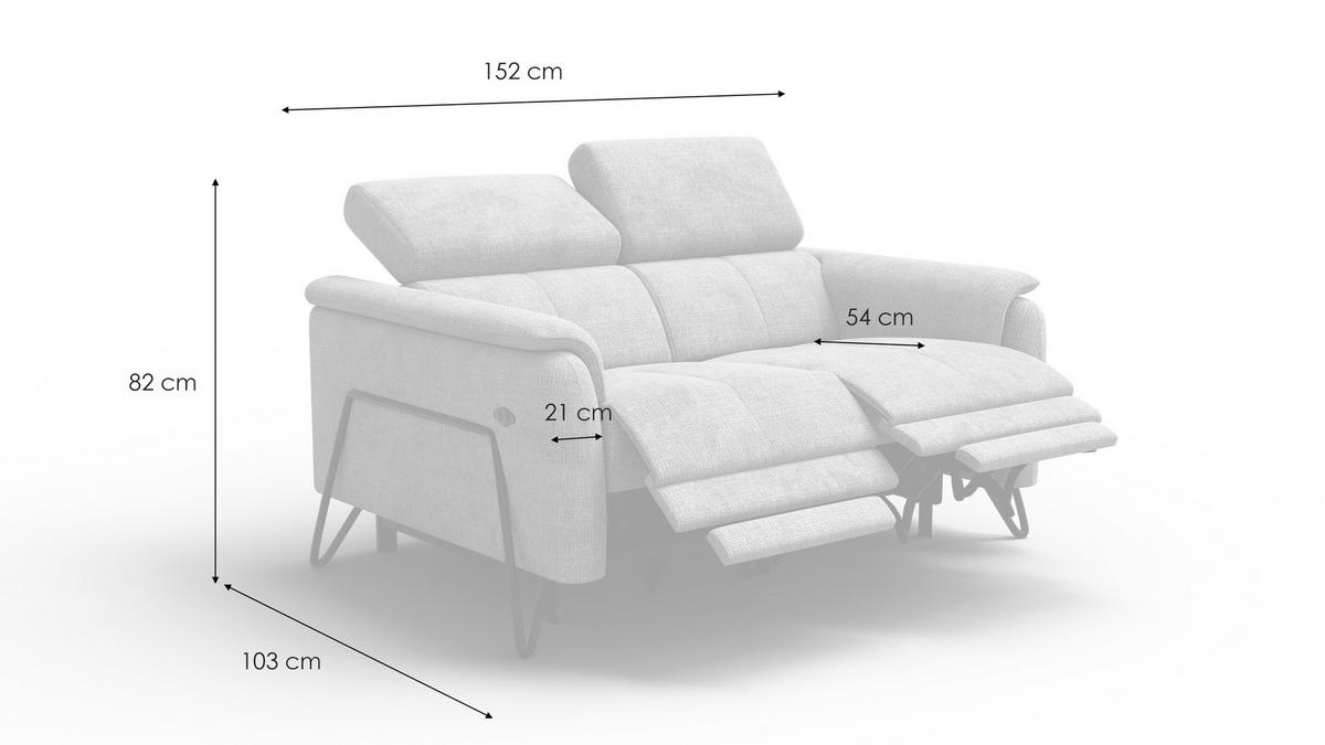RELAXSOFA RODEN 2-Sitzer, dunkelgrau - Dunkelgrau, Holz/Textil (152/82/103cm) - Courtois Laville