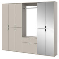 GARDEROBEN-SET Kaschmir 213 x 193 cm, Garderobenschrank mit Spiegel - Kaschmir/Schwarz, Glas/Holzwerkstoff (213/193/34cm) - Inn.Furn