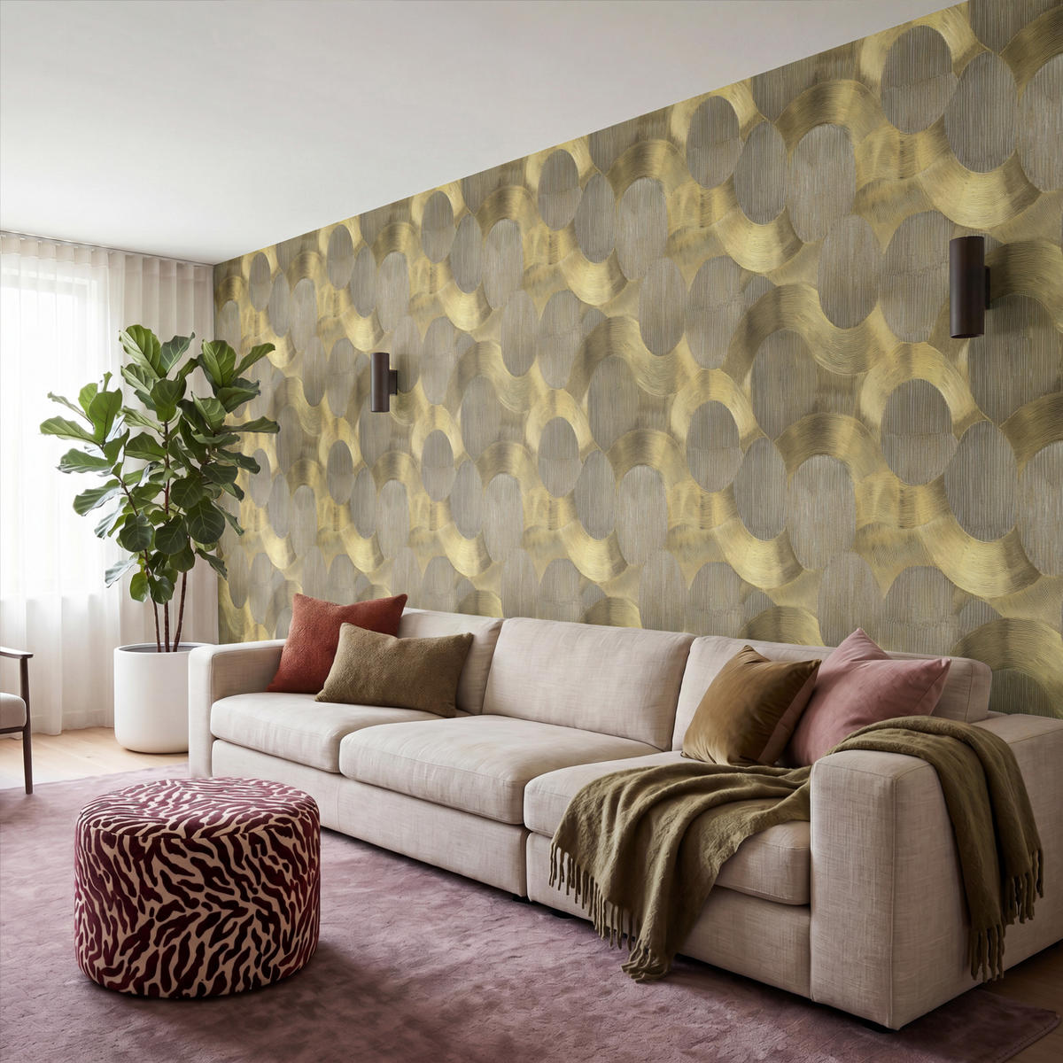 TAPETE - Modern - Geometrisch - Gold - 500x200 cm - Goldfarben, Papier (500/200cm) - OnlyWow