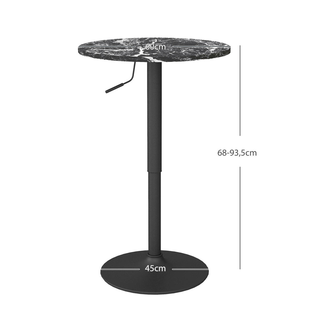 BARSKA miza, Ø 60/68-93,5 cm črna, nastavljiva po višini - črna, leseni material (60/60/93.5cm) - BEAOK