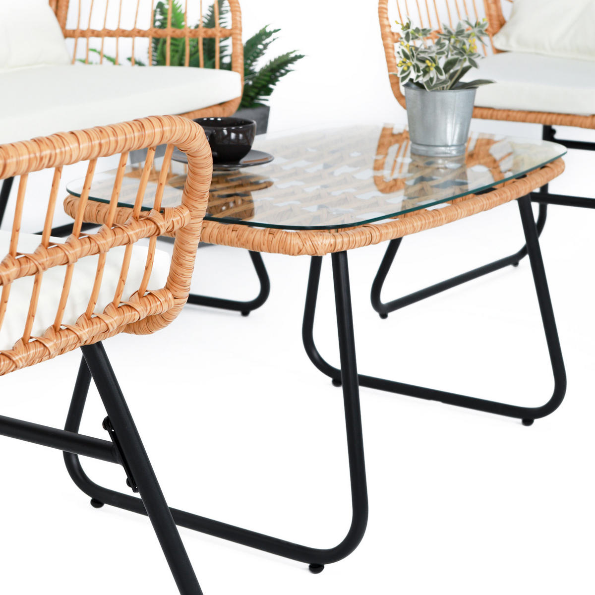 GARTENSET Capri Natur - Creme/Naturfarben, Kunststoff - SVITA