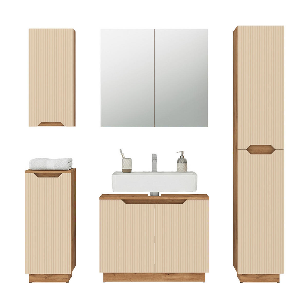KOUPELNOVÝ NÁBYTEK Lotta Dubový/kašmírový pruhovaný - kašmírová, kompozitní dřevo (79.6/62.1/32cm) - Vicco