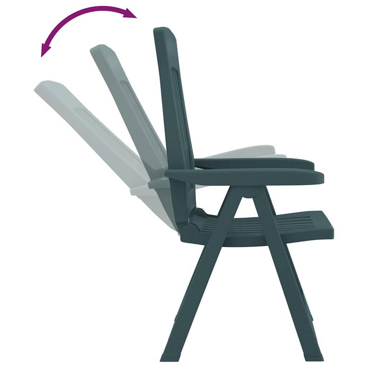 GARTENSTÜHLE 2er Set Verstellbar Grün Pp - Grün, Kunststoff (58/109.5/95.5cm) - vidaXL