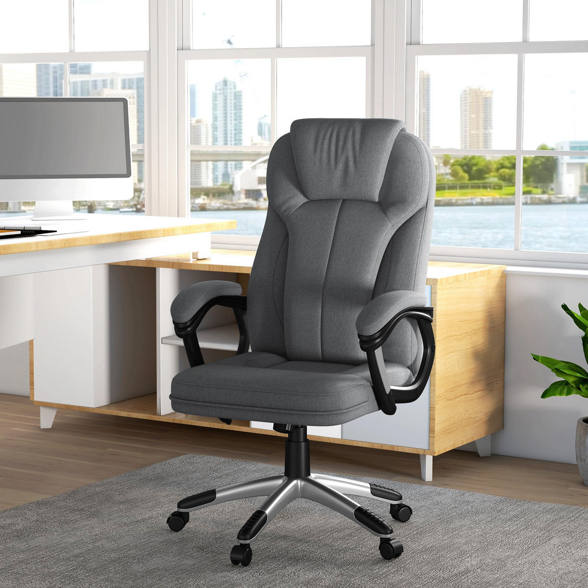 BÜROSTUHL, Ergonomisch, Grau - Grau, Kunststoff (75/120/66cm) - Vinsetto