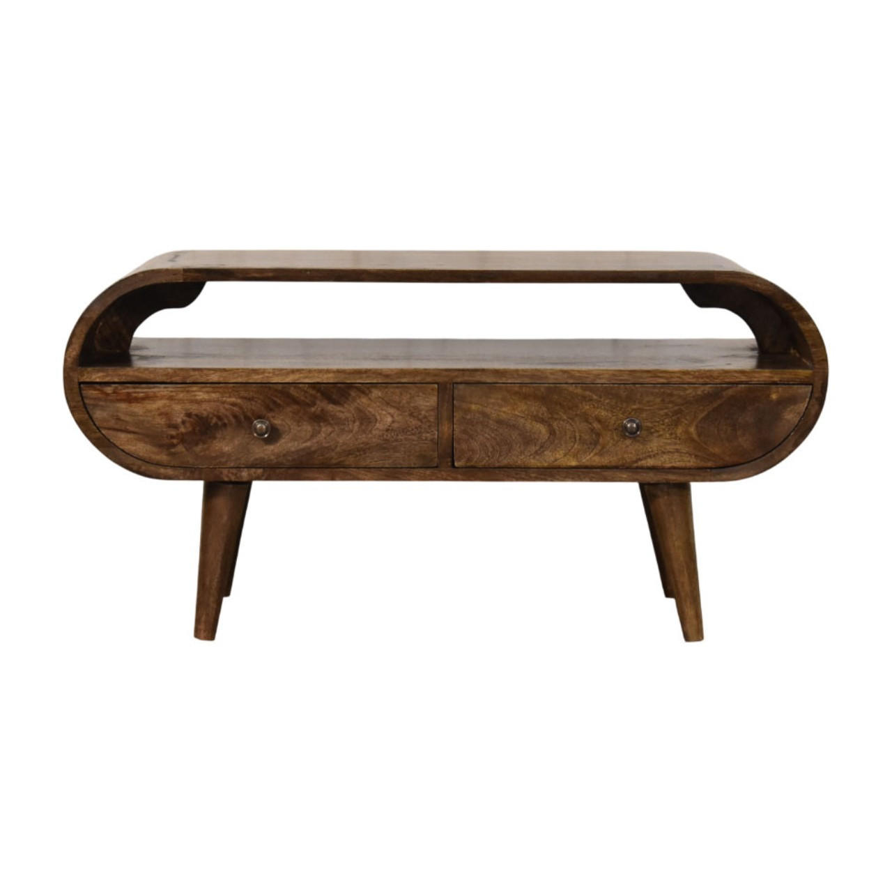 MEDIENMÖBEL Klassisches Grau-Finish, 2 Schubladen, 1 offenes Regal, Braun - Braun, Holz (35/45/90cm) - Artisan Furniture