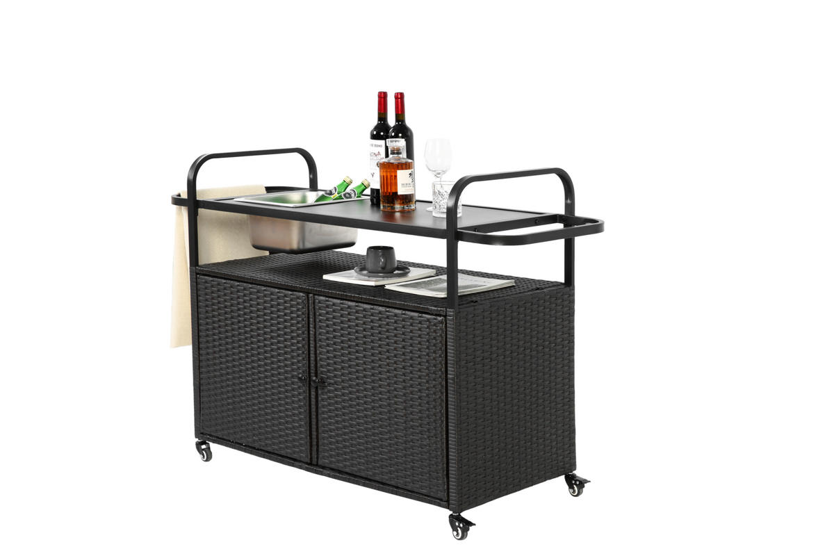 SERVIERWAGEN Outdoor Schwarz - Schwarz, Metall (50/91/131cm) - ComfortXL