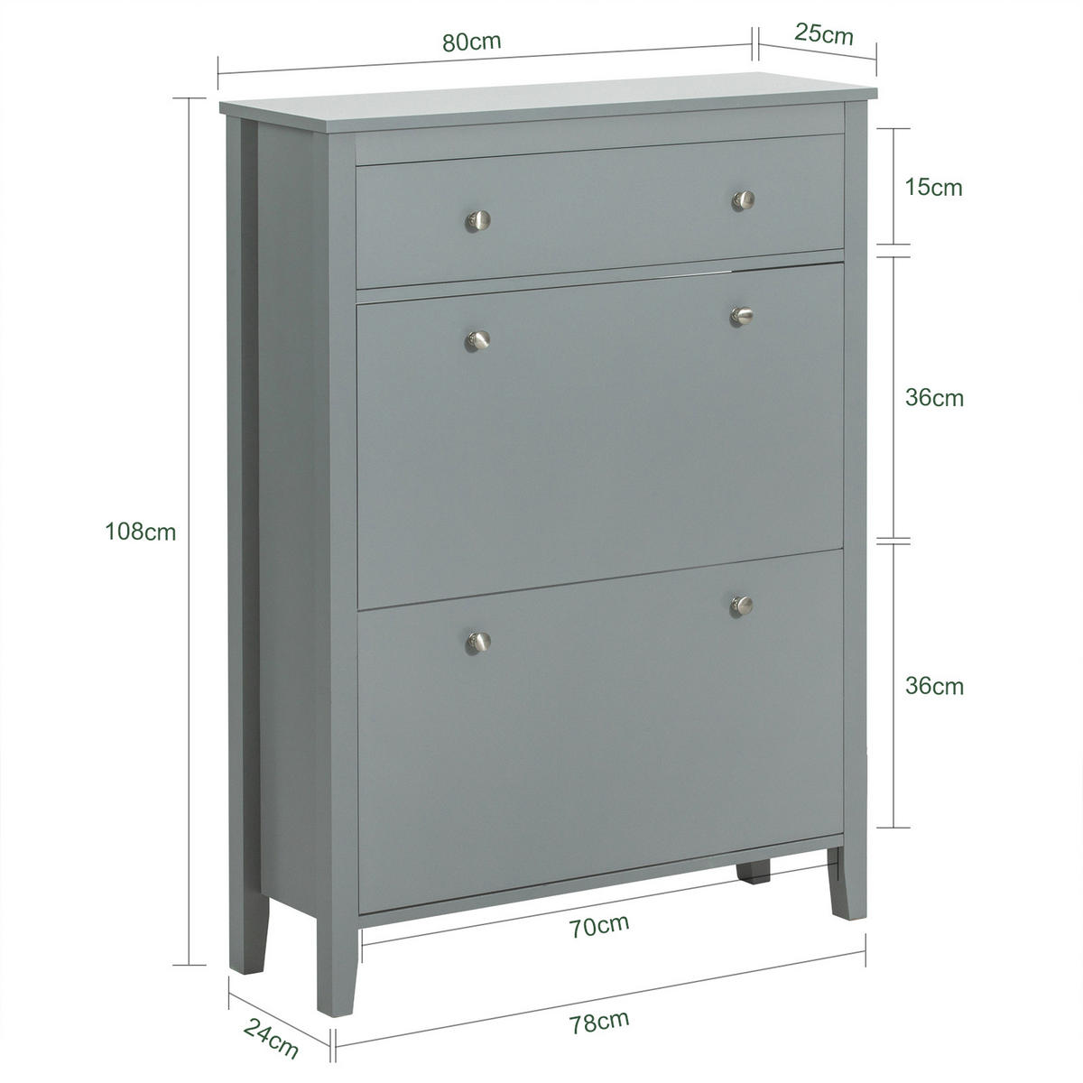 SCHUHSCHRANK Grau - Grau, Holzwerkstoff (80/108/25cm) - SoBuy