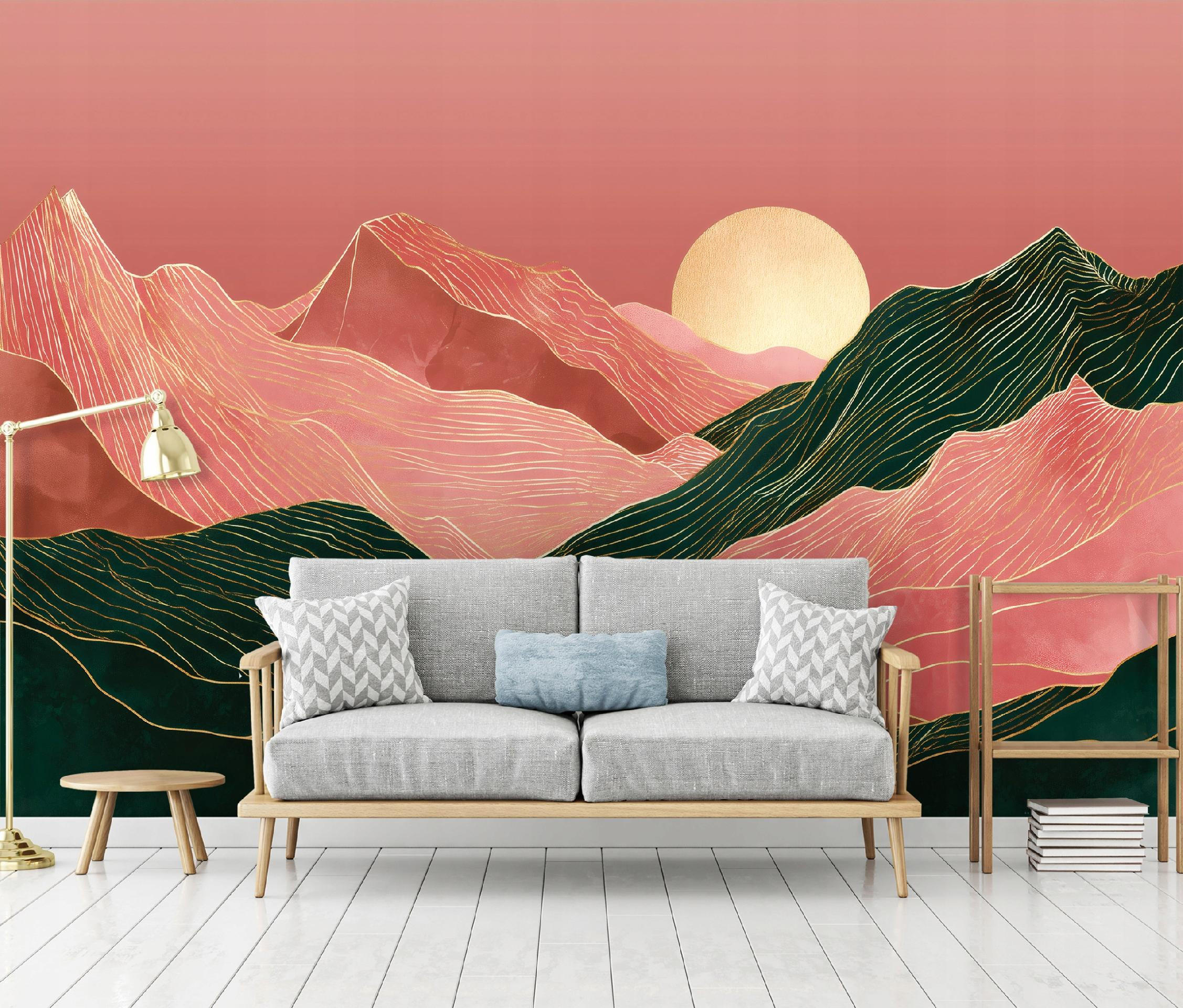 FOTOTAPETE Gebirge Art Deco Rosa 200x140 cm - Multicolor, Papier (200/140cm) - Wallarena