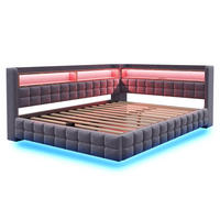STAURAUMBETT 140/200 cm DE-32677 mit LED und Stauraum Dunkelgrau - Grau, Metall (140/200cm) - ComfortXL