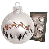 CHRISTBAUMKUGELN Santa mit Rentieren Silberfarbig 7cm (Glas / 4 Stk.) - Silberfarben, Glas (7/7/7cm) - Krebs Glas Lauscha