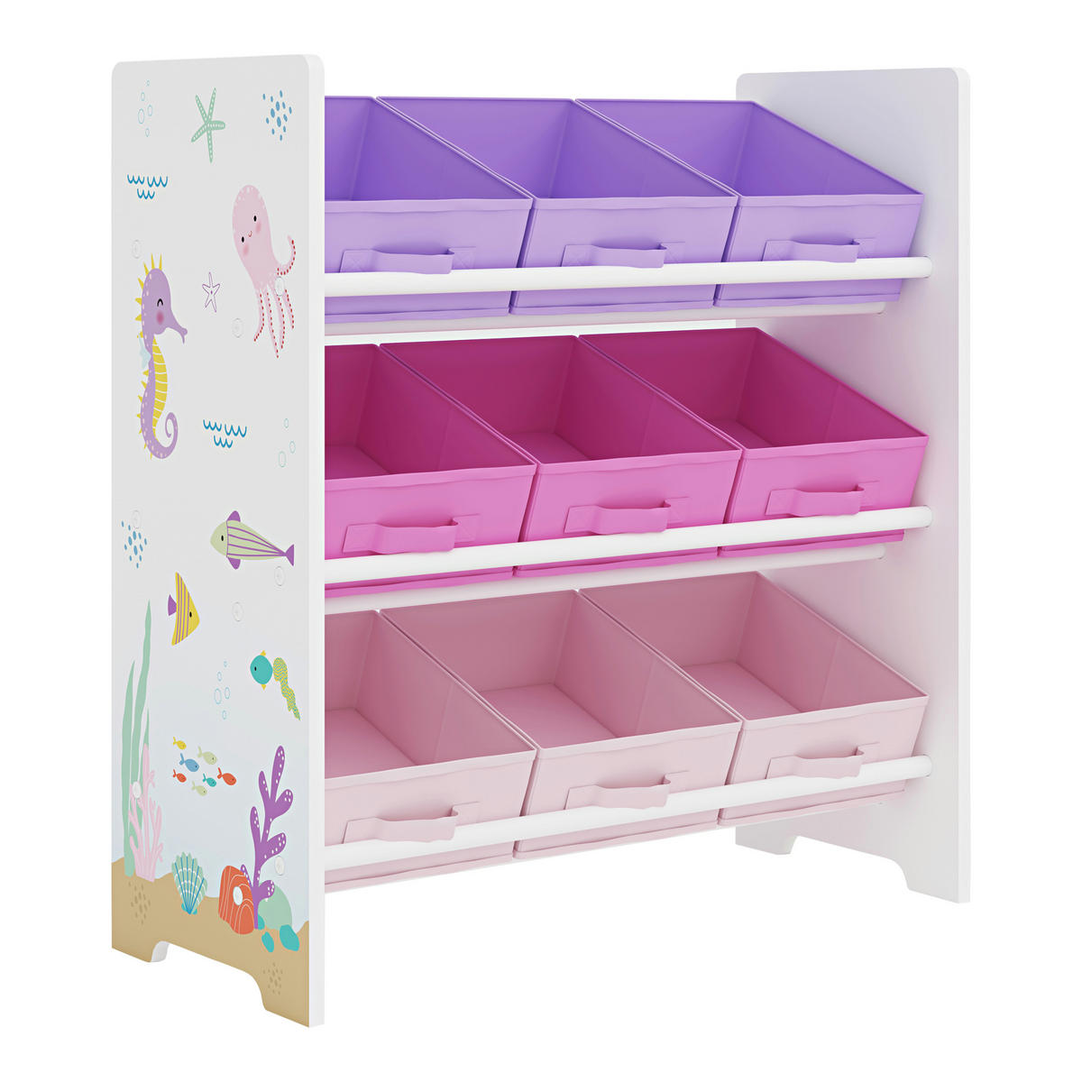 KINDERREGAL Boiro - Pink/Lila, Holzwerkstoff/Textil (62/59.5/29.5cm) - [en.casa]