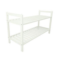 SCHUHREGAL Bambus Weiß 2-stufig 70/27/40,5 cm - Weiß, Holz (70/40.5/27cm) - Begryf