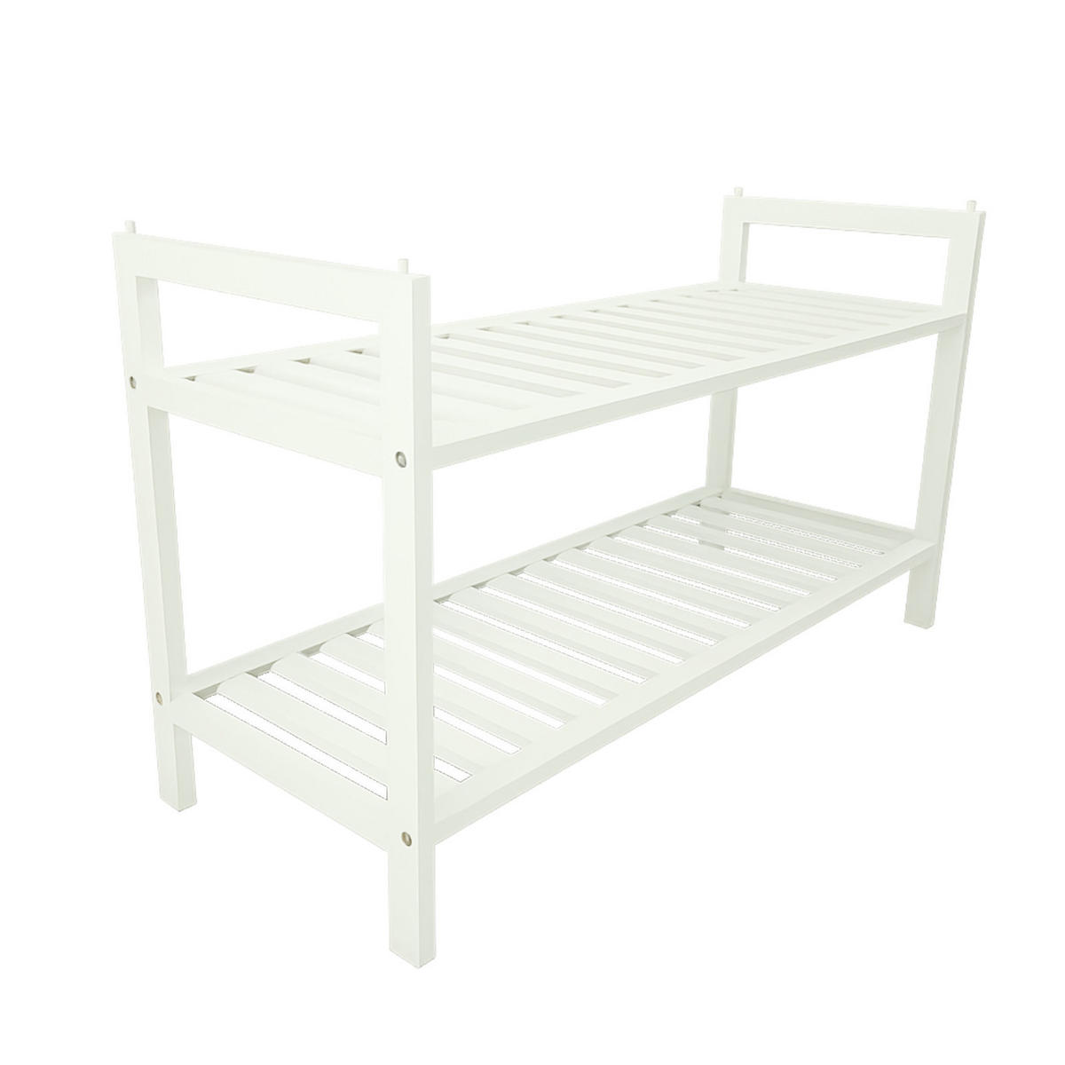 SCHUHREGAL Bambus Weiß 2-stufig 70/27/40,5 cm - Weiß, Holz (70/40.5/27cm) - Begryf