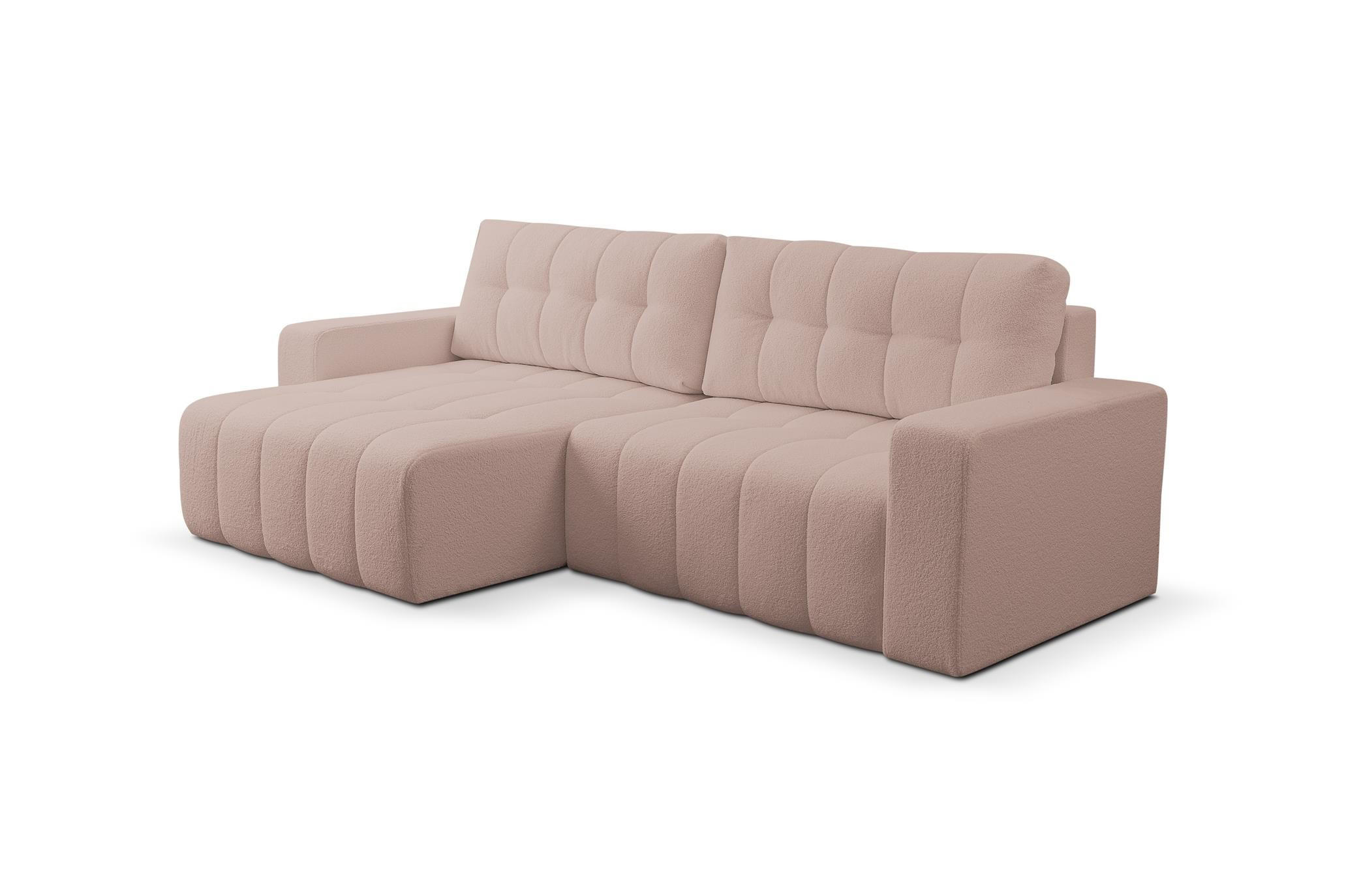 ECKSOFA Masina Beige, Schlafsofa aus Veloursstoff - Beige, Holzwerkstoff (245/143cm) - Bettso