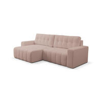 ECKSOFA Masina Beige, Schlafsofa aus Veloursstoff - Beige, Holzwerkstoff (245/143cm) - Bettso
