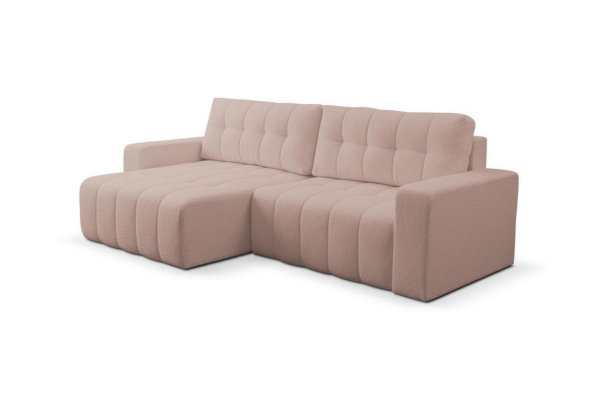 ECKSOFA Masina Beige, Schlafsofa aus Veloursstoff - Beige, Holzwerkstoff (245/143cm) - Bettso